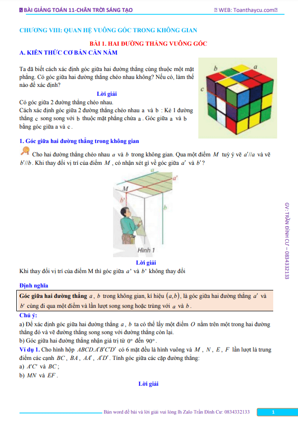 Bài tập hình học không gian lớp 11: tổng hợp và hướng dẫn giải chi tiết